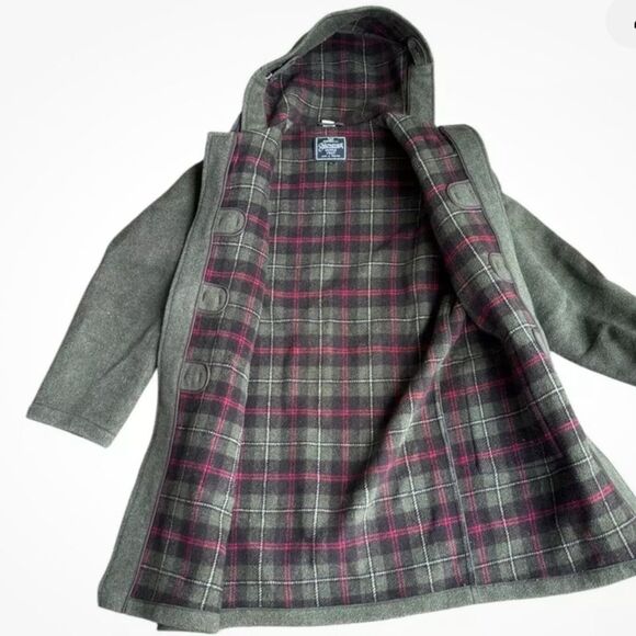 Gloverall the Original Duffle Coat 100% Wool Hooded Made in England Green M - Picture 4 of 6